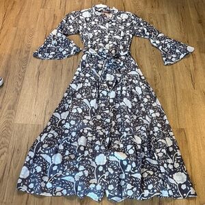 Oliphant Ruffle Collar Bell Maxi Mulberry Size XS NWT